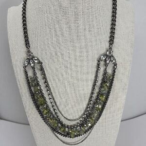 Vera Wang Silver and Green Multi-Strand Necklace